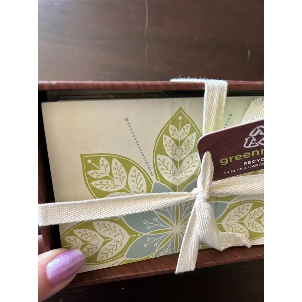 NEW Greenroom 1 Box Of 24 Count Black Cards Recycled Floral Lotus Green Blue